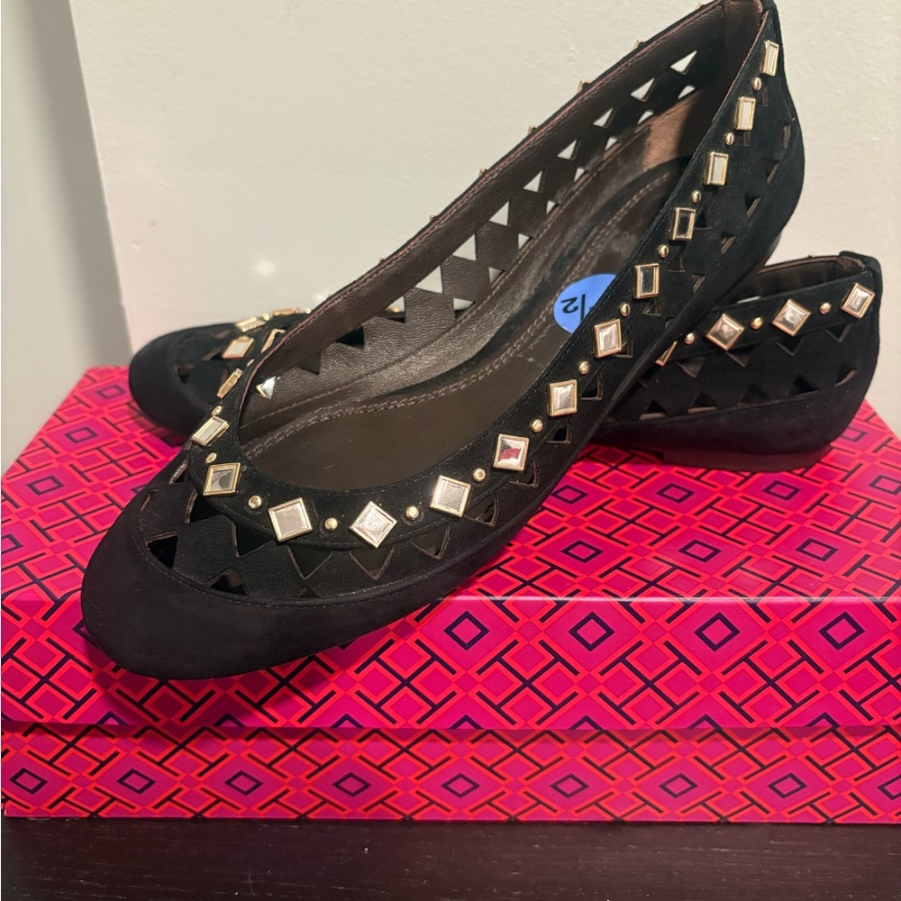 Black Studded Tory Burch Ballet Flats